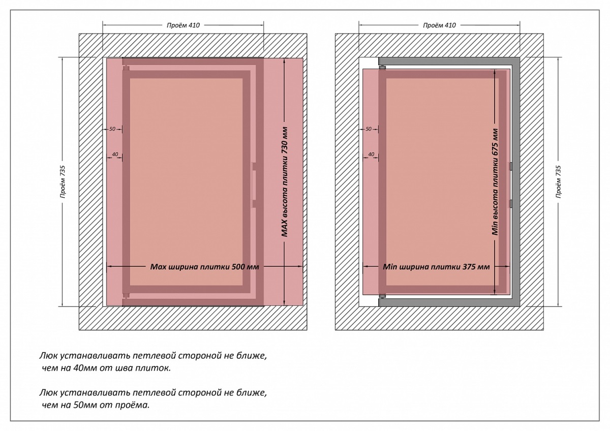 Люк одностворчатый Shagma 40х70 ревизионный под плитку ЛС400x700В 7 Люк одностворчатый Shagma 40х70 ревизионный под плитку ЛС400x700В — изображение 7