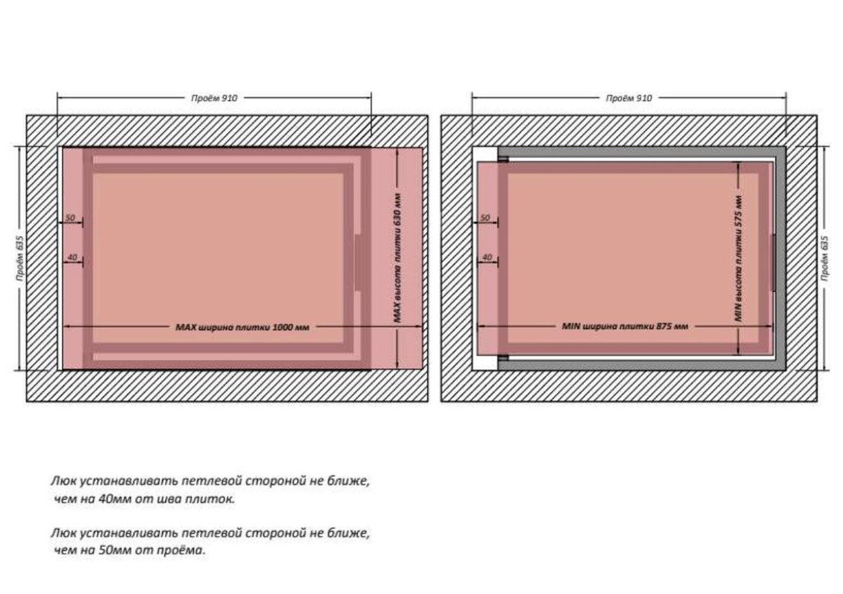 Люк одностворчатый Shagma 90х60 ревизионный под плитку ЛС900x600Г 7 Люк одностворчатый Shagma 90х60 ревизионный под плитку ЛС900x600Г — изображение 7